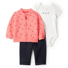 CARTER'S - Conjunto 3 Piezas Poleron, Pantalón y Body Bebé Niña