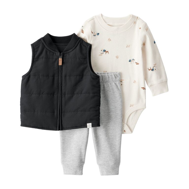 Conjunto 3 piezas Chaqueta, Pantalón Buzo y Body Bebé Niño