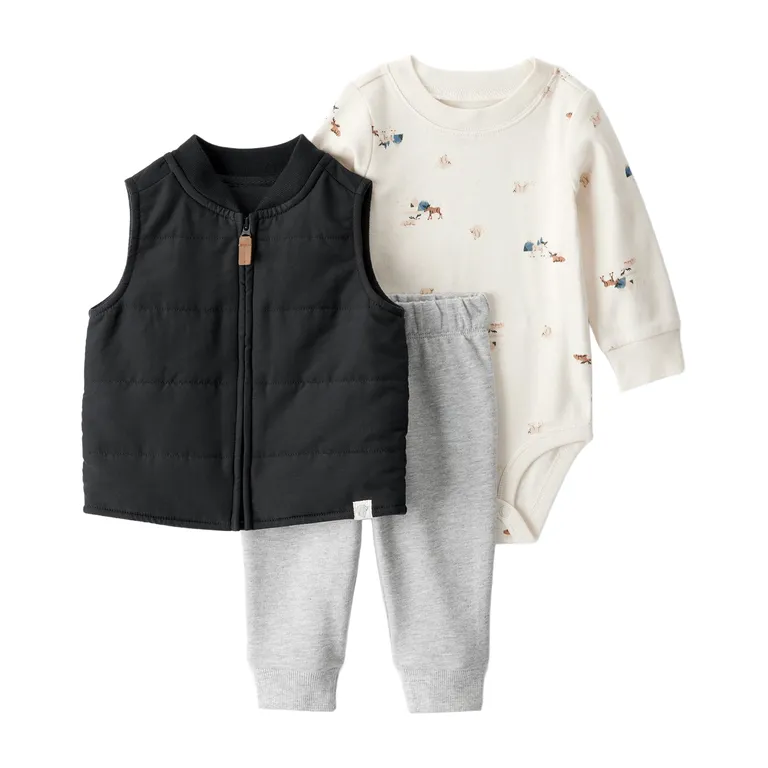 Conjunto 3 piezas Chaqueta, Pantalón Buzo y Body Bebé Niño