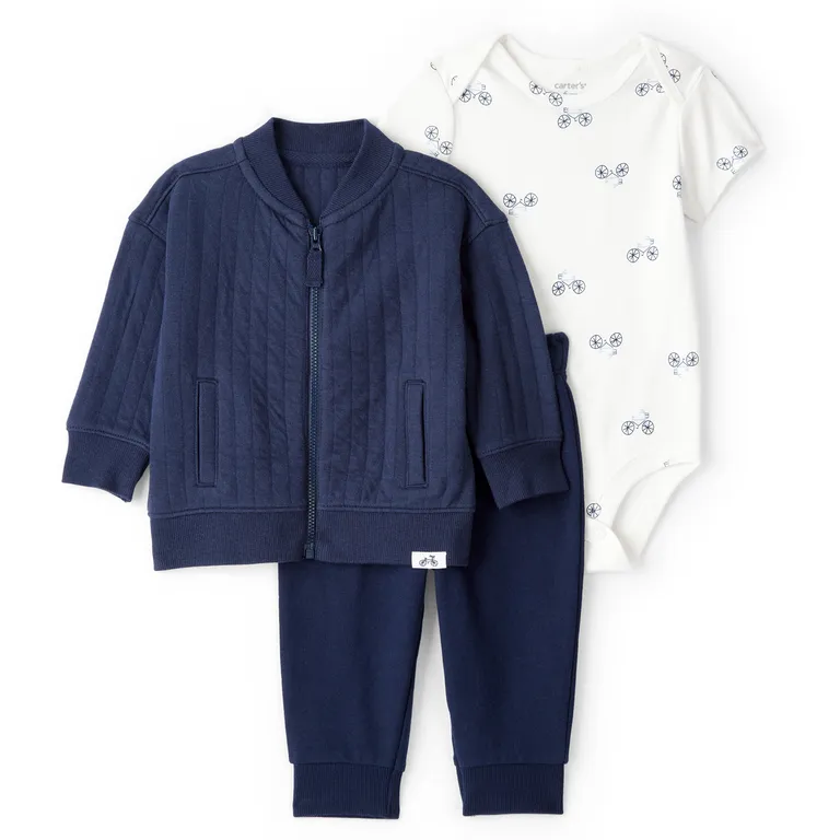 Conjunto 3 piezas Chaqueta, Pantalón Buzo y Body Bebé Niño