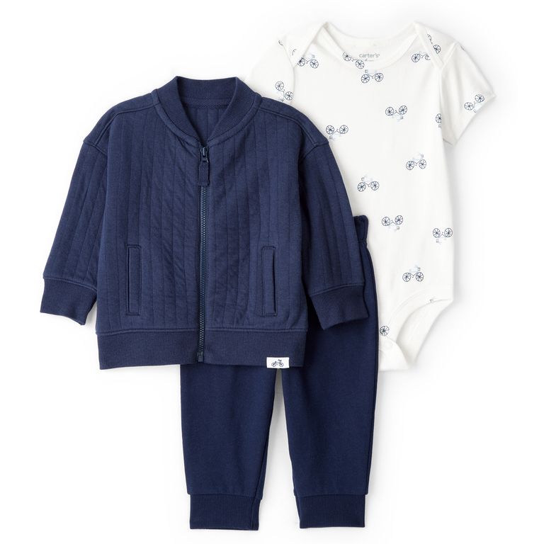Conjunto 3 piezas Chaqueta, Pantalón Buzo y Body Bebé Niño