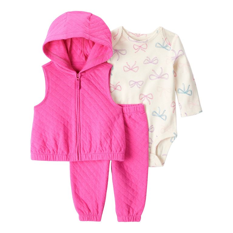 CARTER'S Conjunto 3 piezas Polerón, Pantalón Buzo y Body Bebé Niña