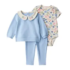 CARTER'S - Conjunto 3 piezas Polerón, Calza y Body Bebé Niña