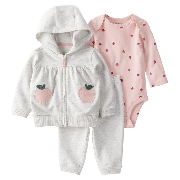 CARTER'S Conjunto 3 piezas Polerón, Pantalón Buzo y Body Bebé Niña
