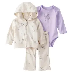 CARTER'S - Conjunto 3 piezas Polerón, Pantalón y Body Bebé Niña