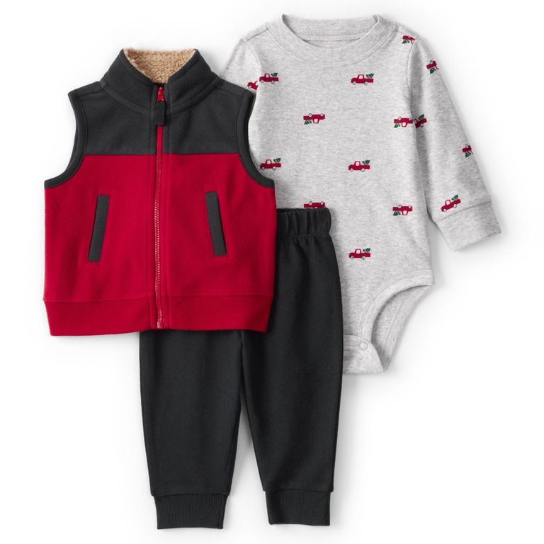 Conjunto 3 piezas Poleron, Pantalón Buzo y Body Bebé Niño