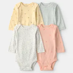 CARTER'S - Pack 4 Bodys Algodón Bebé Niña