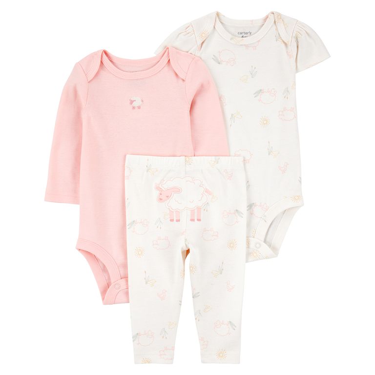 Conjunto 3 Piezas Pantalon y Dos Body Bebé Niña