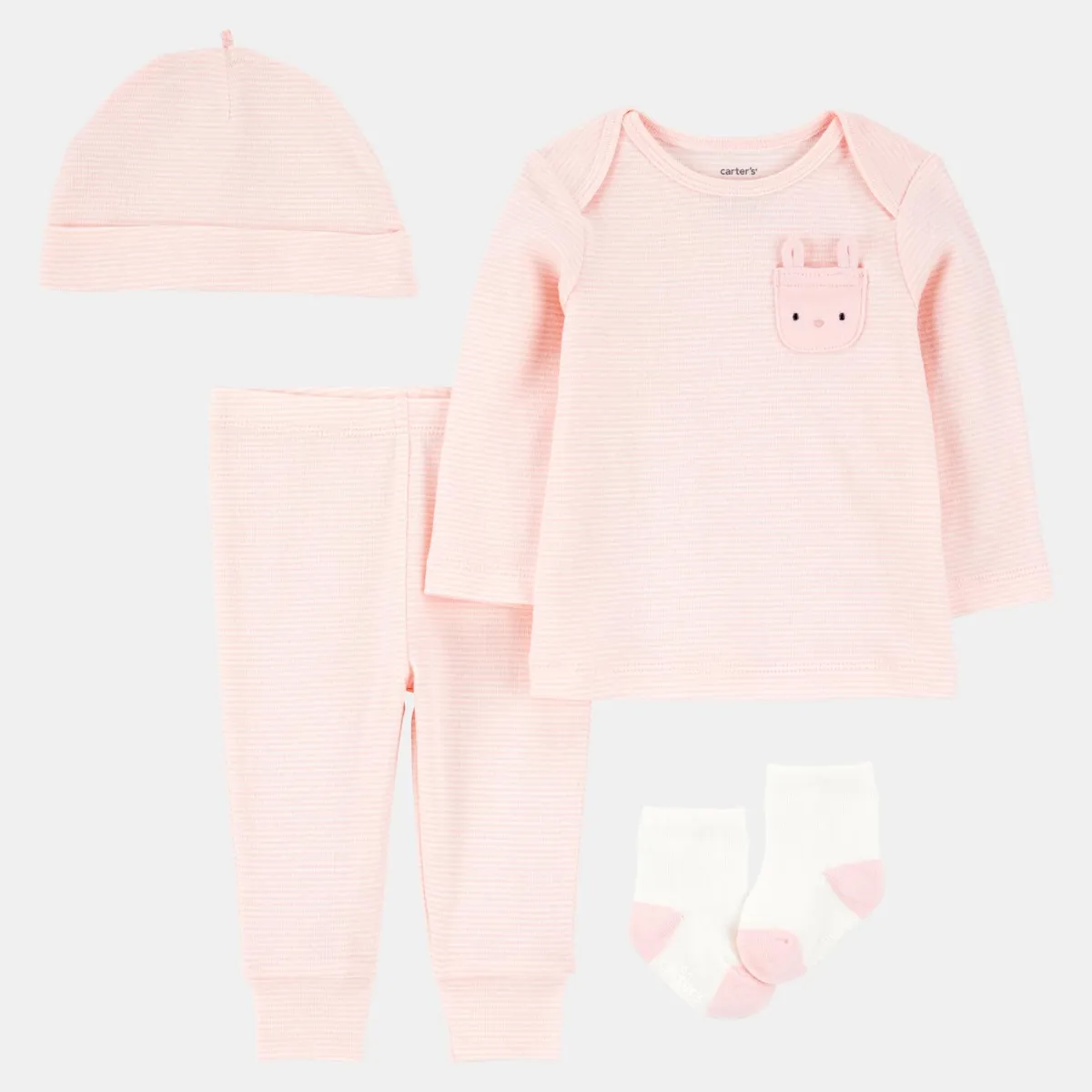 CARTER'S - Conjunto 4 Piezas Polera, Pantalón, Gorro y Calcetines Bebé Niña Carter's