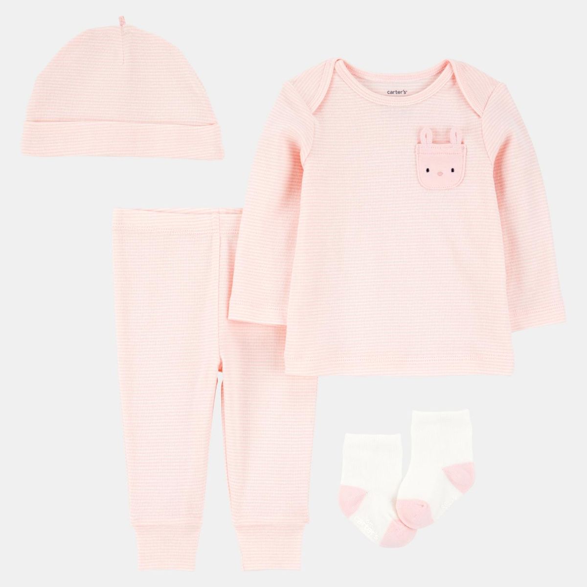 CARTER'S - Conjunto 4 Piezas Polera, Pantalón, Gorro y Calcetines Bebé Niña Carter's