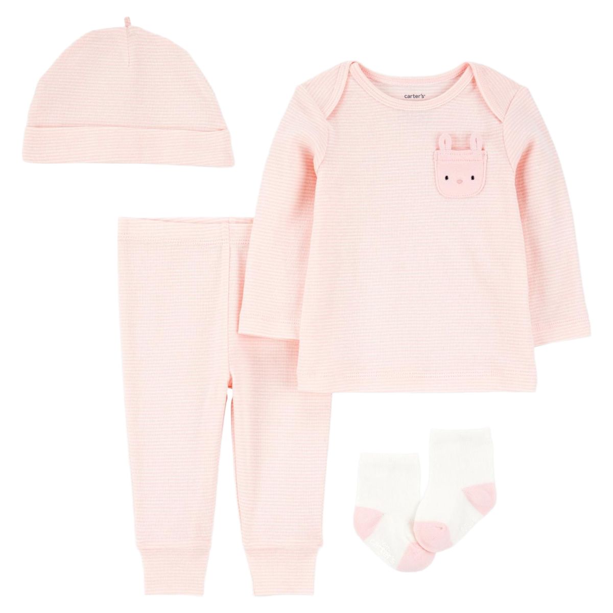 CARTER'S - Conjunto 4 Piezas Polera, Pantalón, Gorro y Calcetines Bebé Niña Carter's