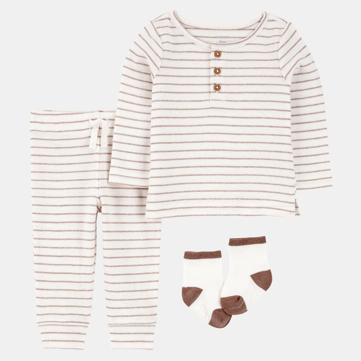 CARTER'S - Conjunto 3 Piezas Polera, Pantalón y Calcetines Bebé Unisex Carter's