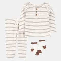 CARTER'S - Conjunto 3 Piezas Polera, Pantalón y Calcetines Bebé Unisex