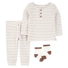 CARTER'S - Conjunto 3 Piezas Polera, Pantalón y Calcetines Bebé Niño