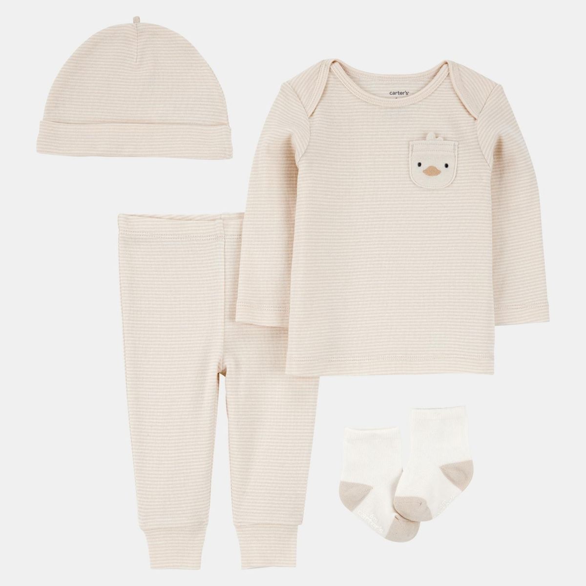 CARTER'S - Conjunto 4 Piezas Polera, Pantalón, Gorro y Calcetines Bebé Unisex Carter's