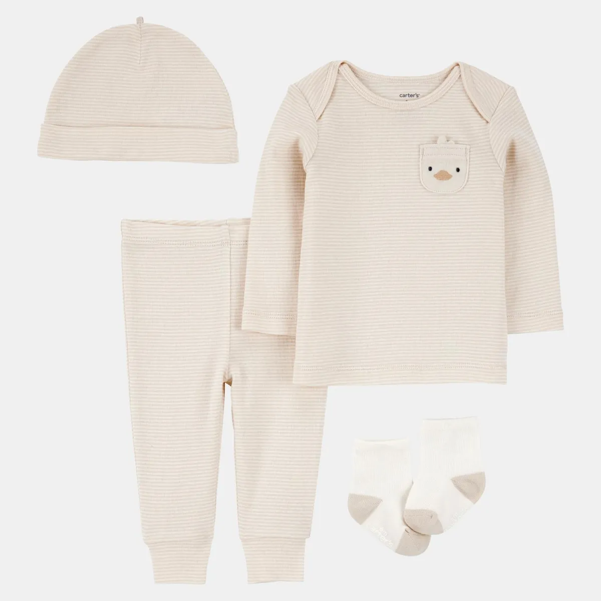 CARTER'S - Conjunto 4 Piezas Polera, Pantalón, Gorro y Calcetines Bebé Unisex Carter's