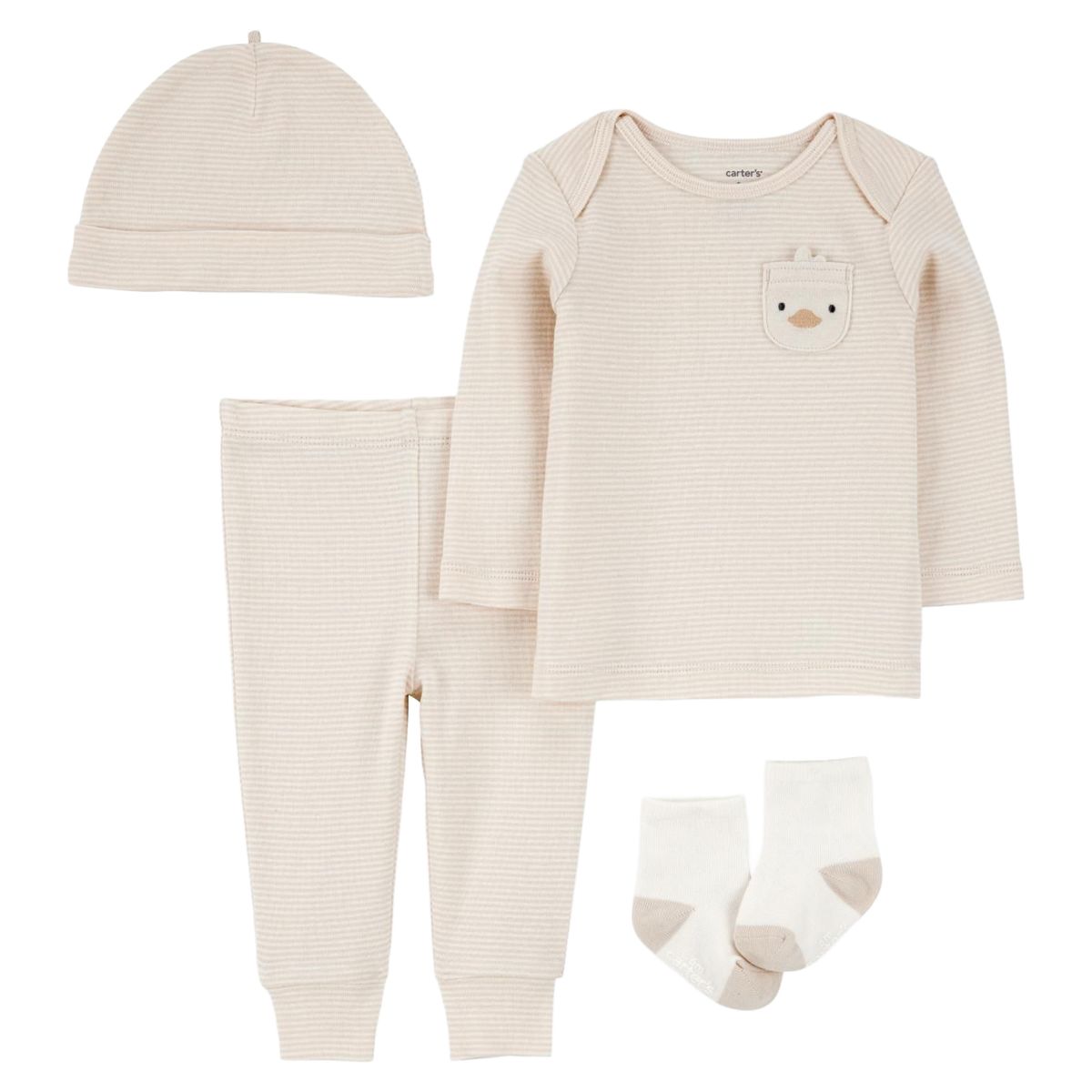 CARTER'S - Conjunto 4 Piezas Polera, Pantalón, Gorro y Calcetines Bebé Unisex Carter's