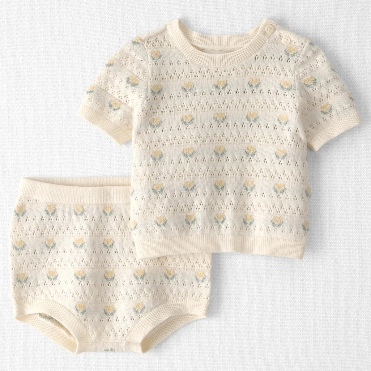 CARTER'S - Conjunto 2 Piezas Short y Polera Tejida de Algodón Orgánico Bebé Niña Carter's