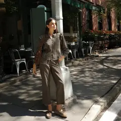 THE-ARE - Blusa First Coffee Cuadros 100% Algodón Mujer The Are