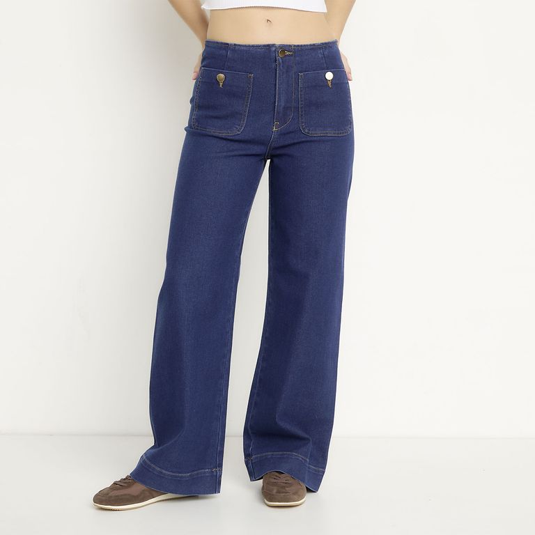 ONLY Jeans Wide Leg Tio Alto Mujer