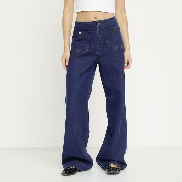 ONLY Jeans Wide Leg Tiro Alto Mujer