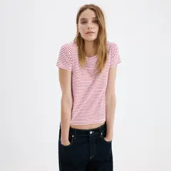 MANGO - Polera Algodón Estampado Logo Mujer