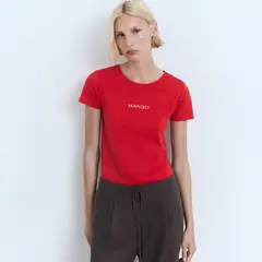 MANGO - Polera Algodón Logo Mujer
