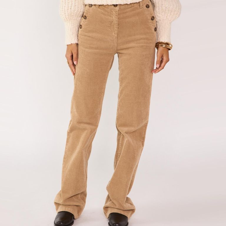 Pantalón Botones Algodón Mujer