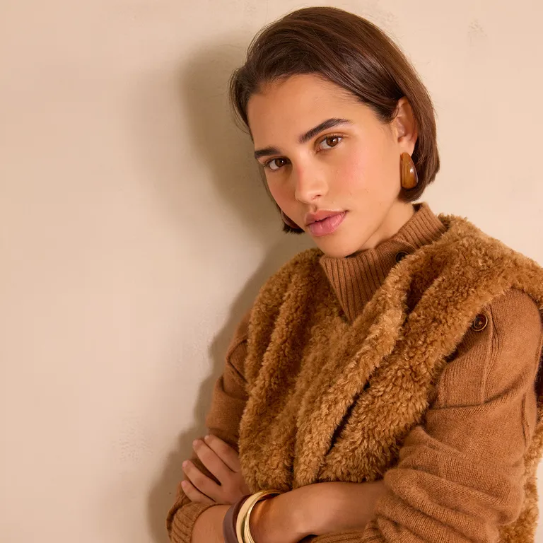 MAISON 123 Chaqueta Efecto Pelo Mujer