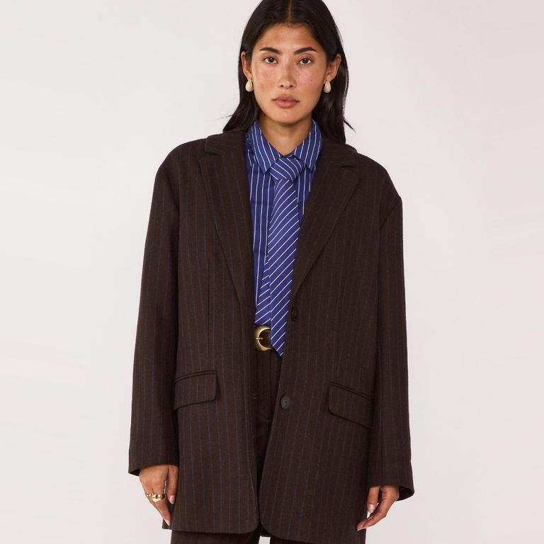 MAISON 123 Blazer Rayas Lana Mujer