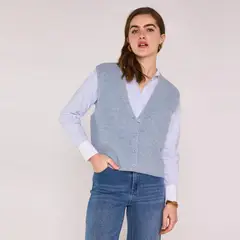 MAISON 123 - Chaleco Sin Mangas 100% Lana Mujer