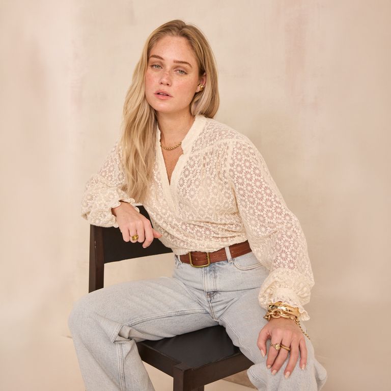 Blusa Broderie Algodón Mujer