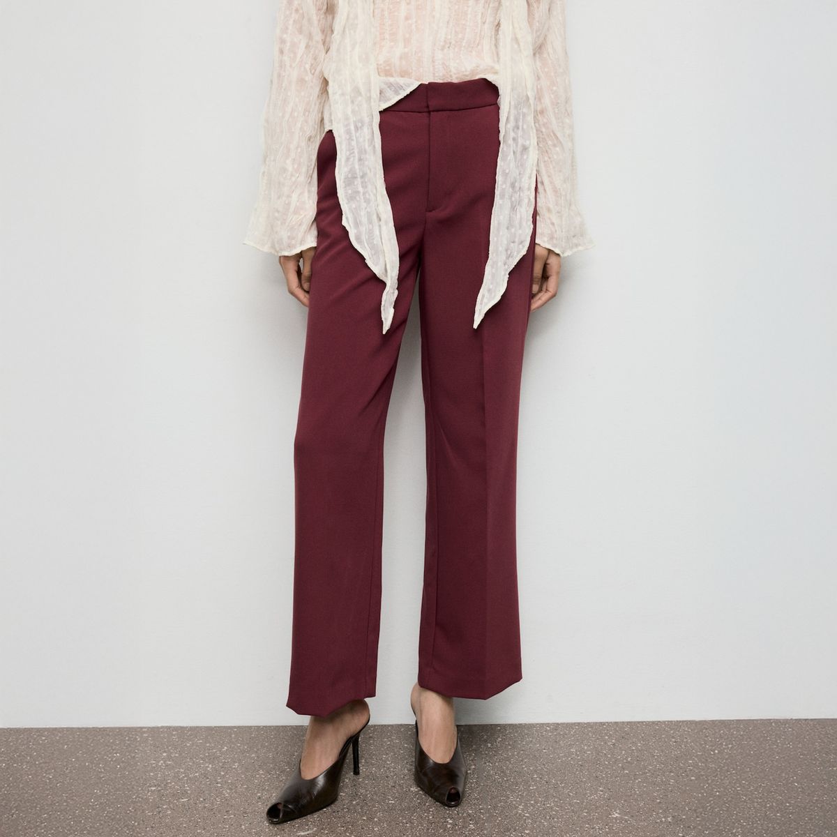 MANGO - Pantalón Recto Tiro Alto Mujer Mango