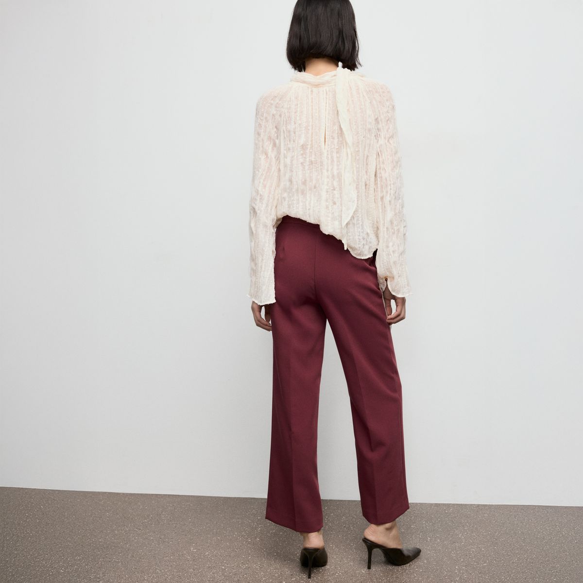 MANGO - Pantalón Recto Tiro Alto Mujer Mango