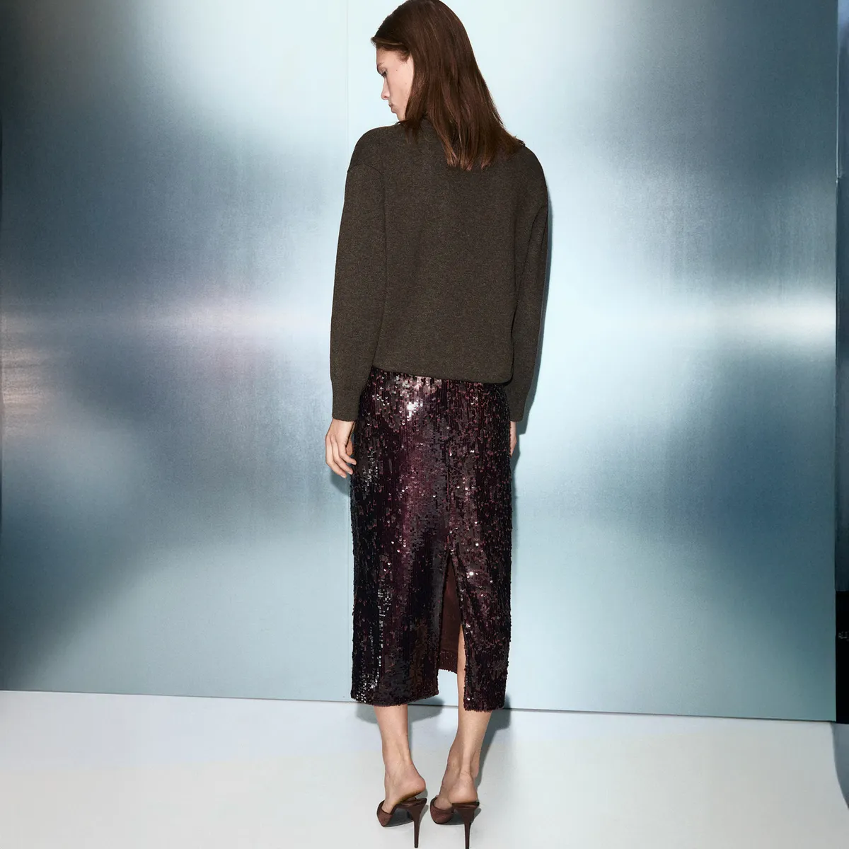 MANGO - Sweater Punto Fino Cuello Pico Mujer Mango