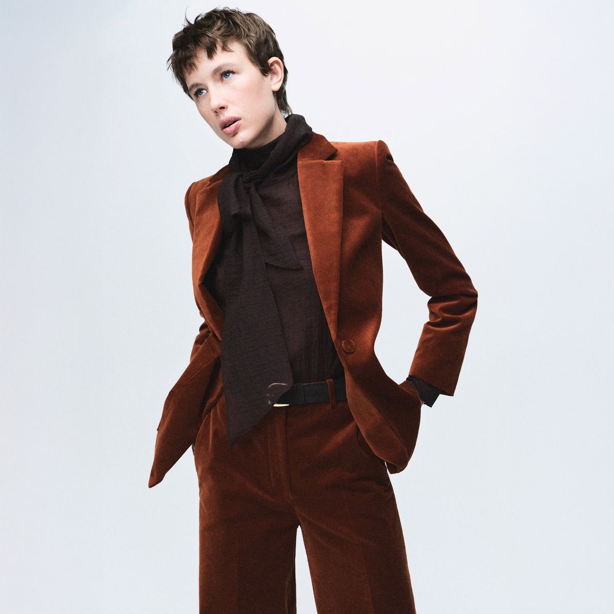 MANGO - Blazer Traje Terciopelo Bolsillos Mujer Mango