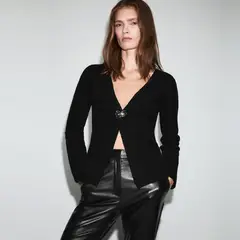 MANGO - Chaleco Punto Botón Joya Mujer