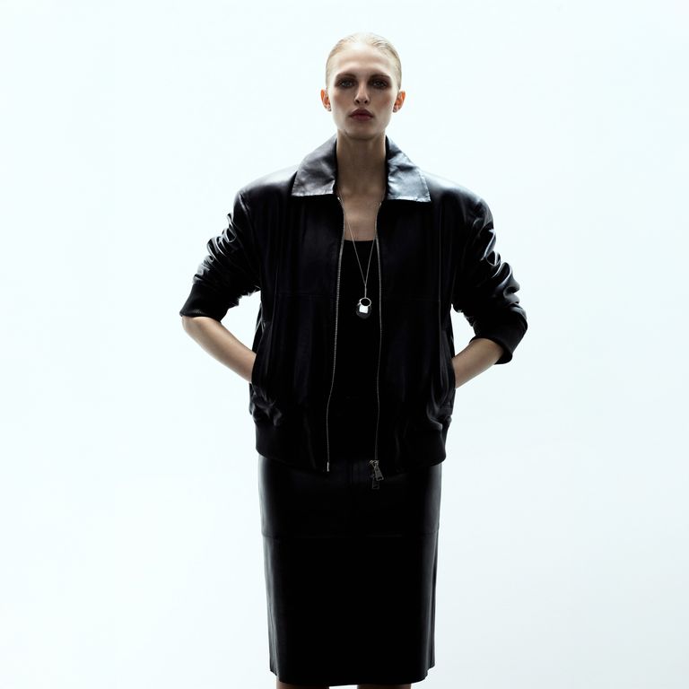 MANGO Chaqueta Bomber Piel Mujer