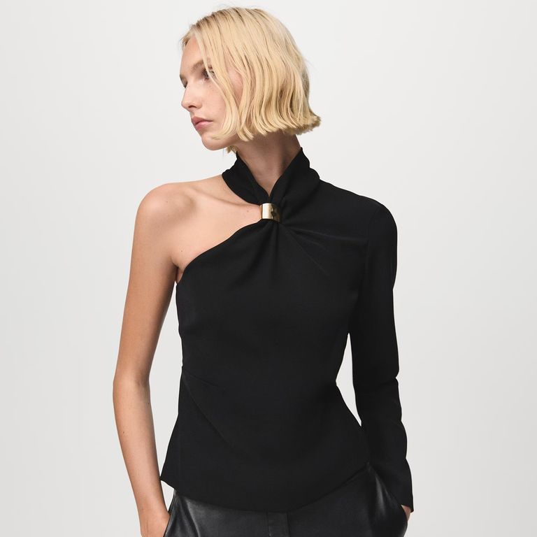 Blusa Asimétrica Detalle Metálico Mujer