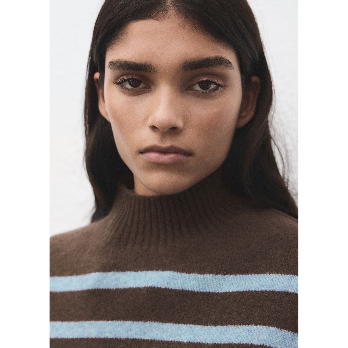 MANGO - Sweater Rayas Oversize Cuello Alto Mujer Mango