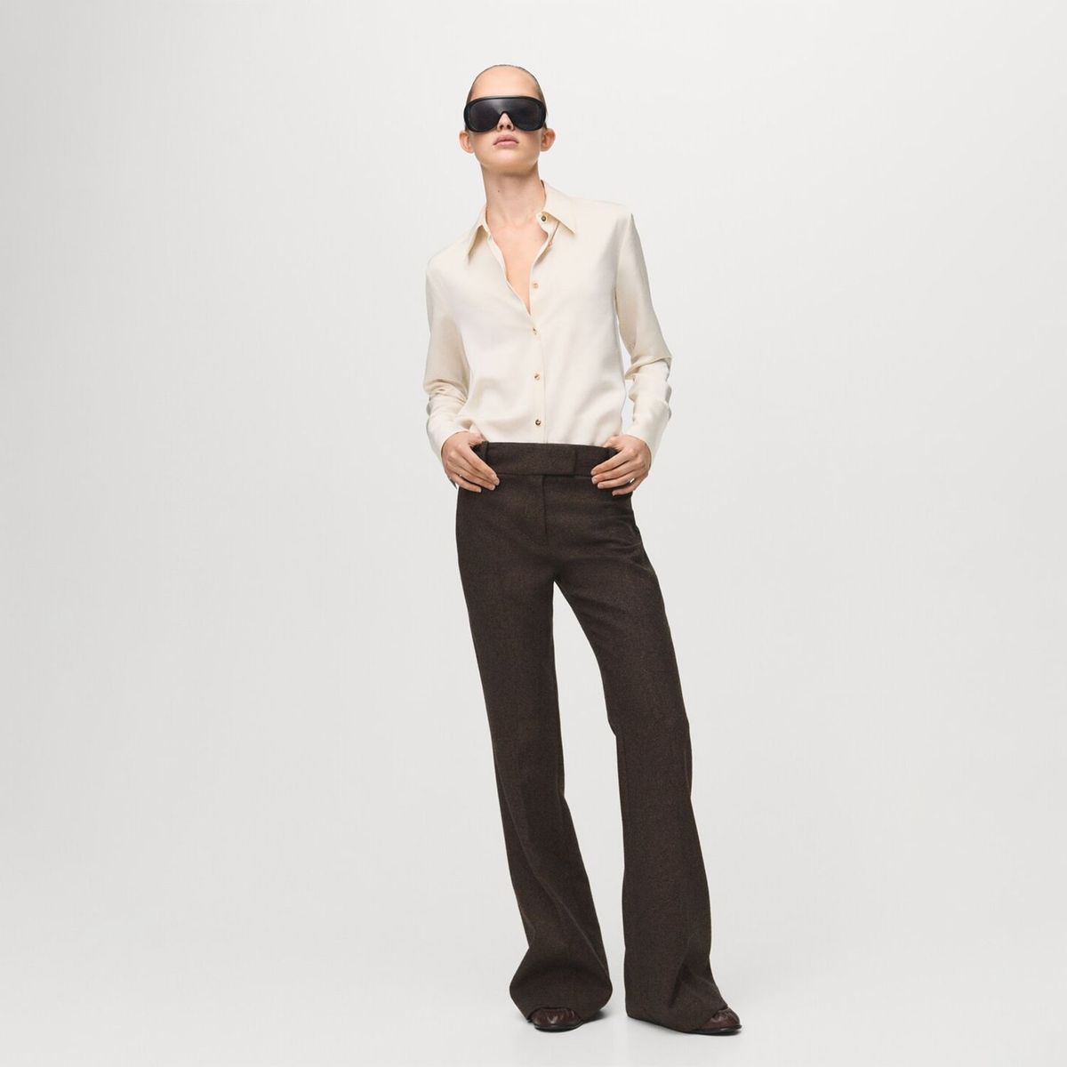 MANGO - Blusa Fluida Satinada Mujer Mango