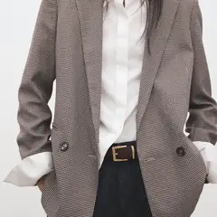 MANGO - Blazer Cruzada Micro Pata De Gallo Mujer