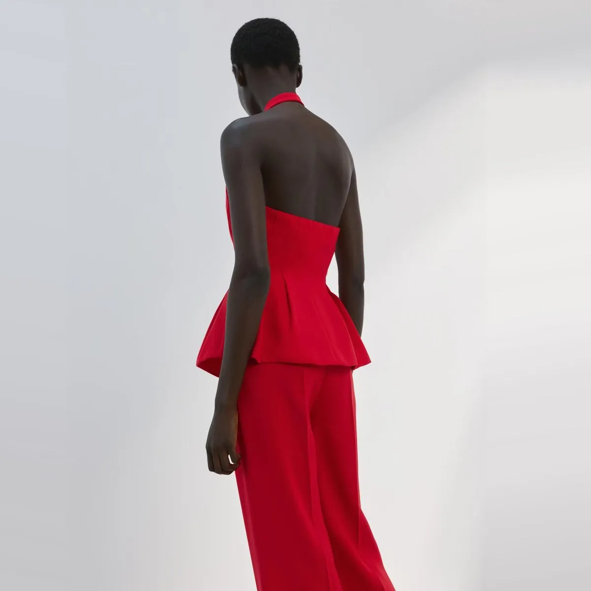 MANGO - Top Peplum Cuello Halter Mujer Mango