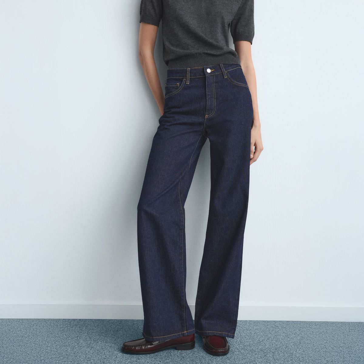 MANGO - Jeans Danila Wide Leg Tiro Alto Mujer Mango