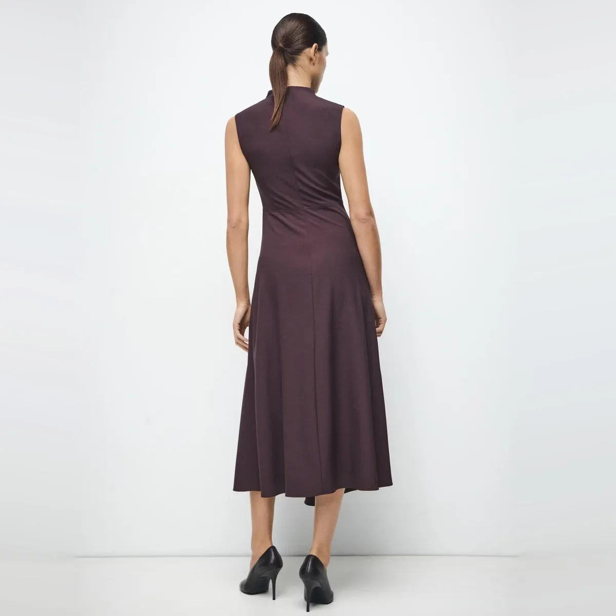MANGO - Vestido Evasé Adorno Metálico Mujer Mango