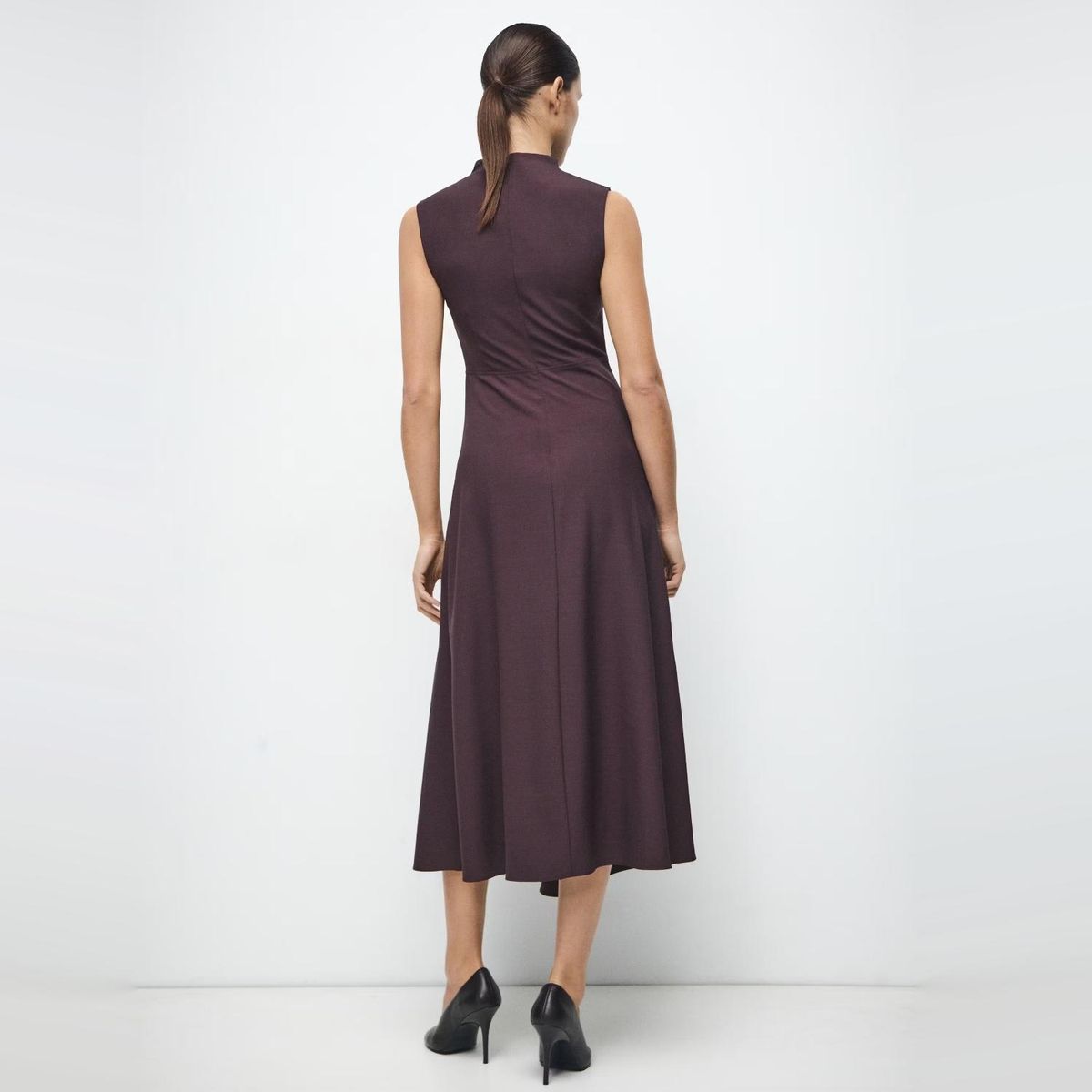MANGO - Vestido Evasé Adorno Metálico Mujer Mango