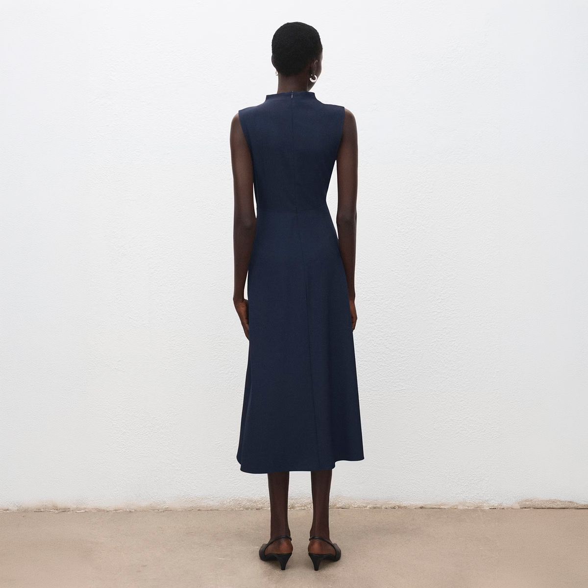 MANGO - Vestido Evasé Adorno Metálico Mujer Mango