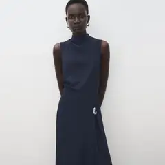 MANGO - Vestido Evasé Adorno Metálico Mujer