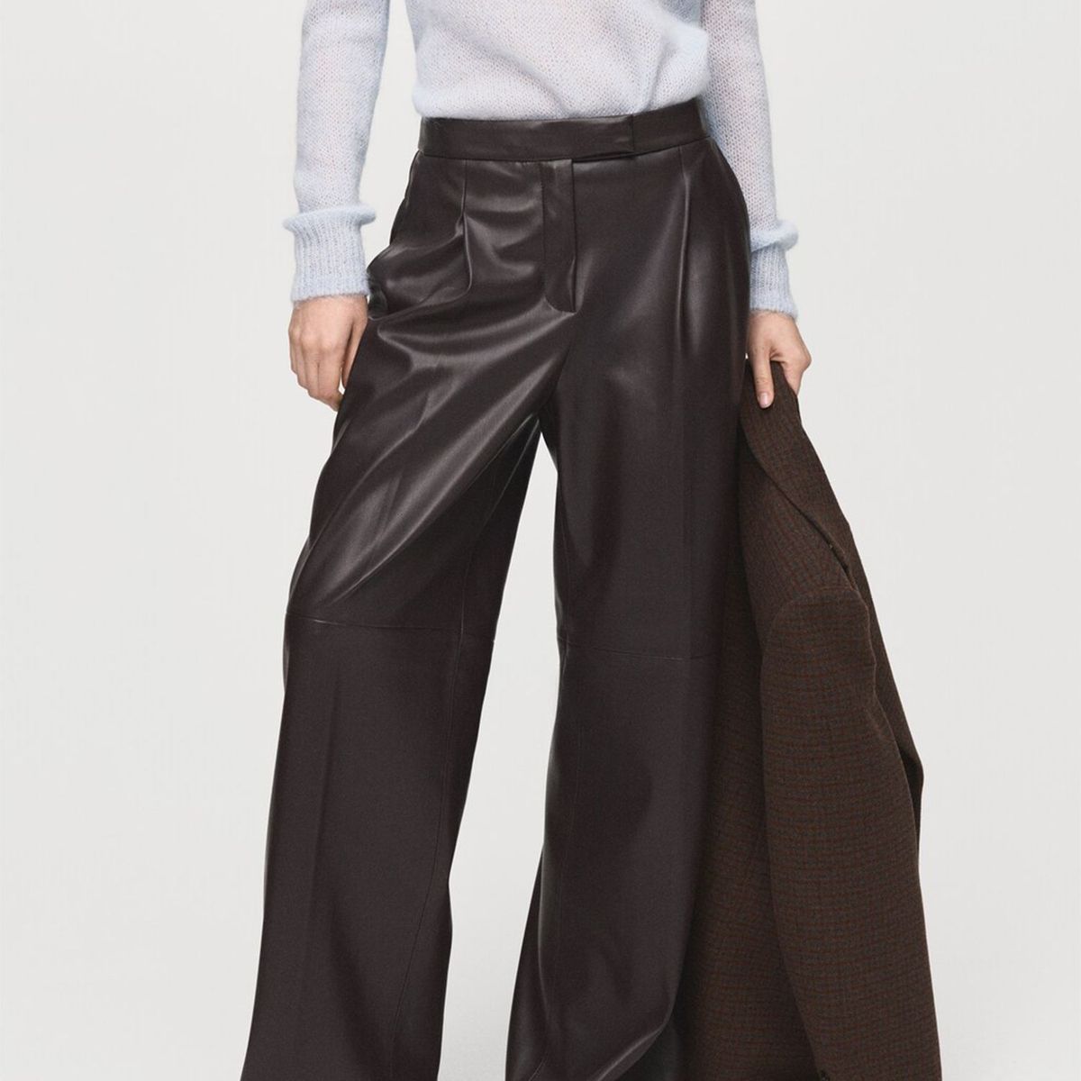 MANGO - Pantalón Wide Leg Efecto Piel Mujer Mango
