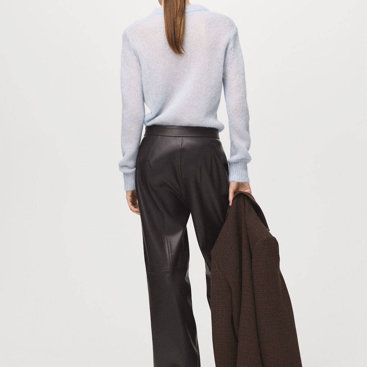 MANGO - Pantalón Wide Leg Efecto Piel Mujer Mango